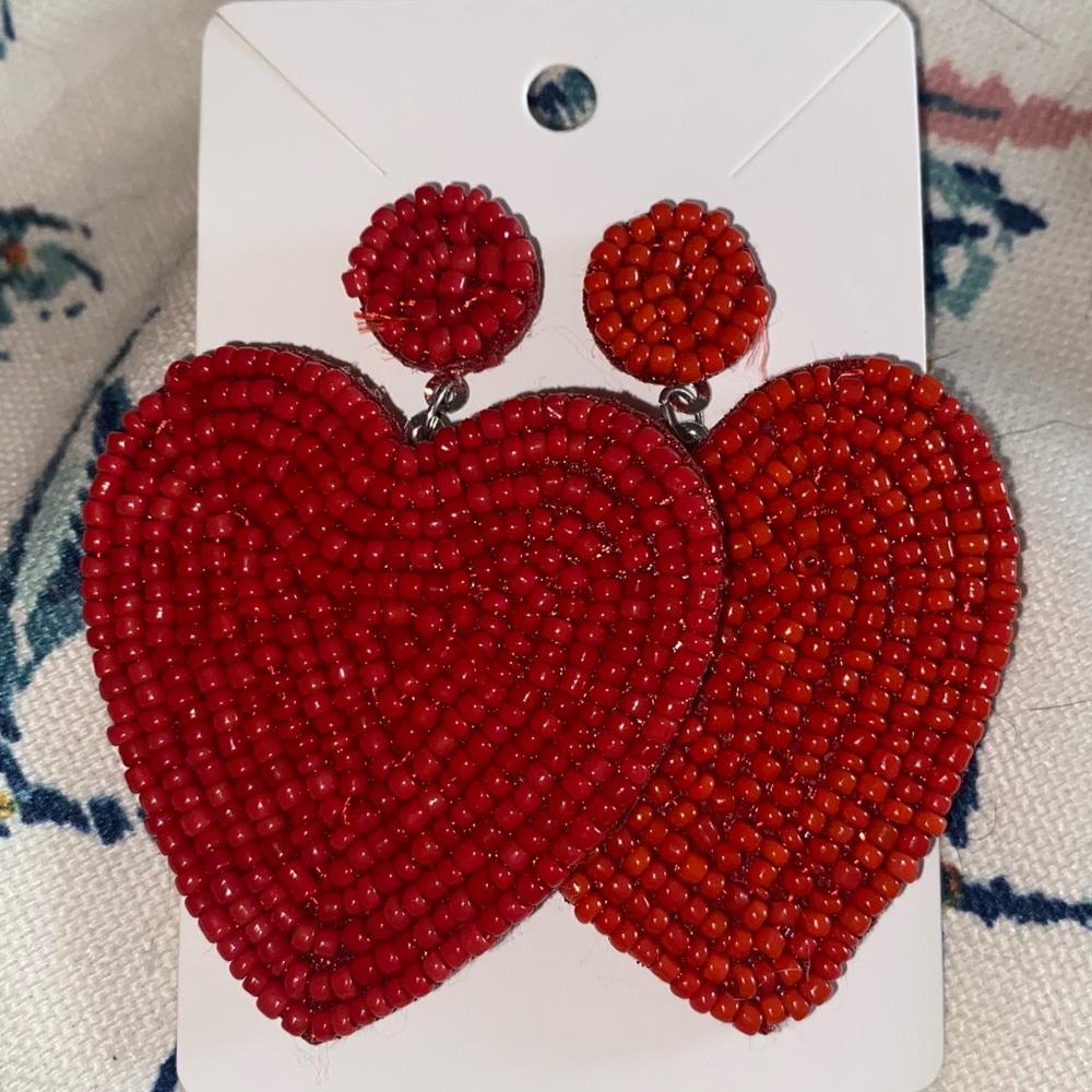 Boutique Beaded Heart Earrings